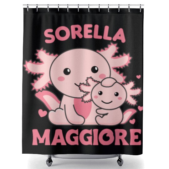 I Will Be Big Sister 2022 For Siblings axolotl Shower Curtains
