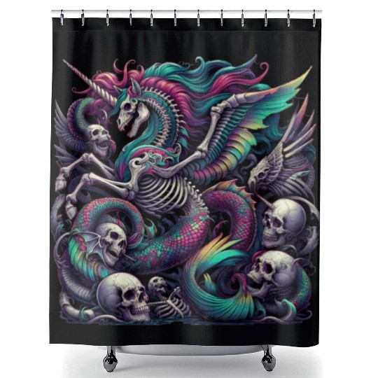 Neon Gothic Unicorn Shower Curtains