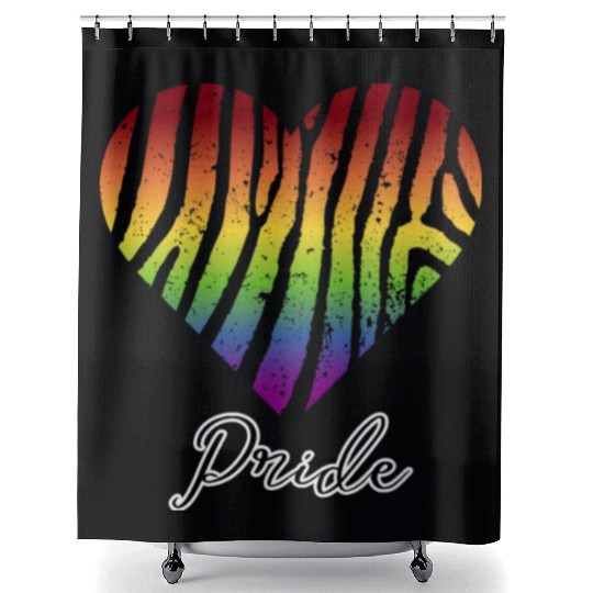 LGBTQ+Pride Rainbow heart-pattern tiger leather Shower Curtains