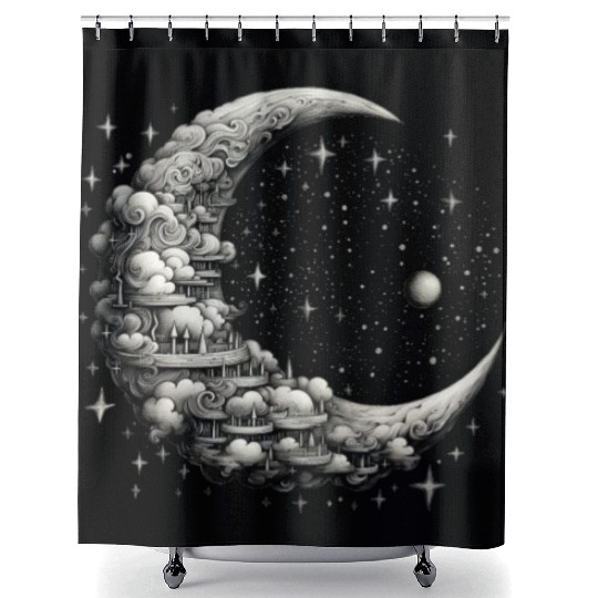 Cool Full Moon - Solar Eclipse, Moon Phases Total Shower Curtains