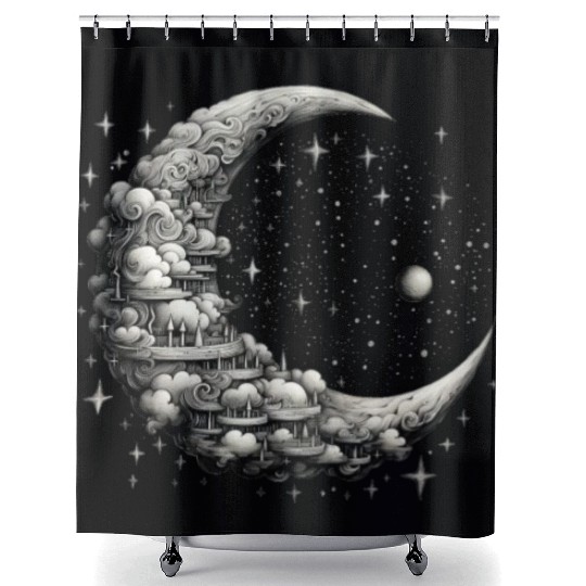Cool Full Moon - Solar Eclipse, Moon Phases Total Shower Curtains