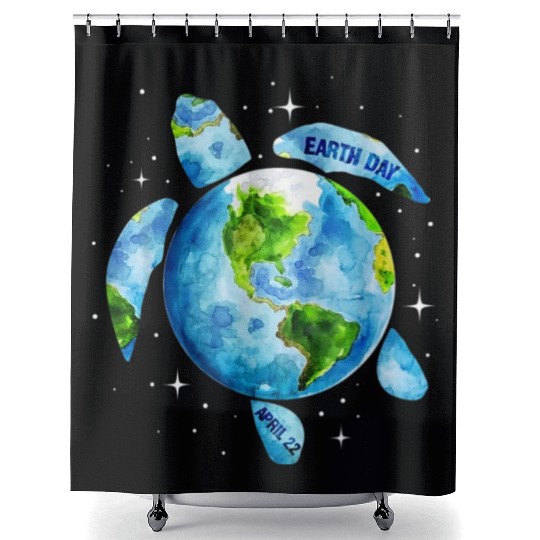 Earth Day Restore Earth Sea Turtle Art Shower Curtains