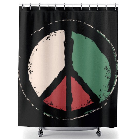 Free Palestine - Peace Symbol Shower Curtains
