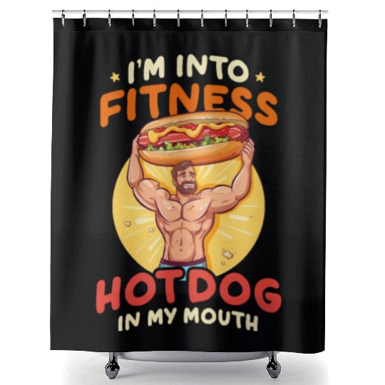 Hot Dog Fitness Hotdog In My Mouth Shower Curtains