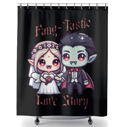 Vampire Bride and Groom Love Story Shower Curtains