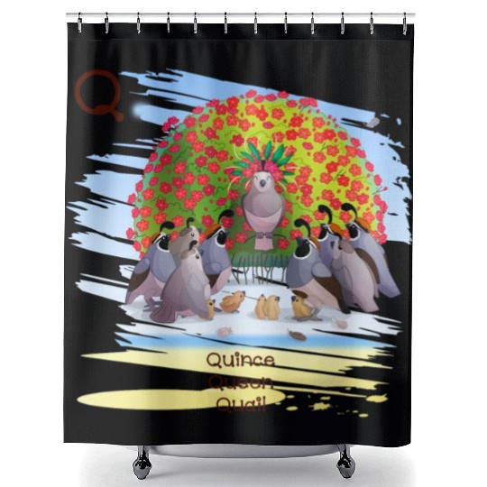 Unique Creative Cute Q Alphabet Quince Queen Quail Shower Curtains