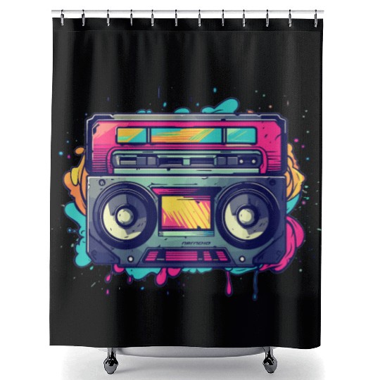 Retro Classic Cassette Tape for a 80s Fan Shower Curtains