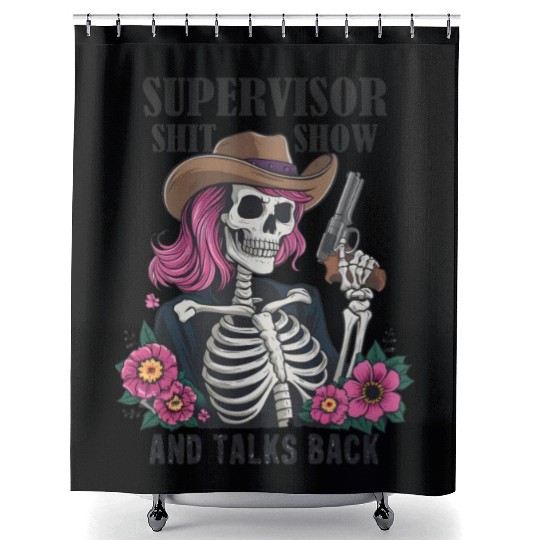 Cool S.h.i.t Show Supervisor Hilarious Vintage Shower Curtains