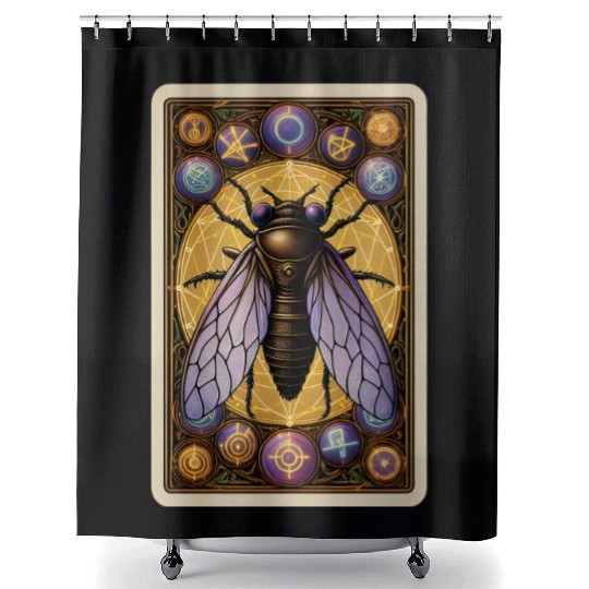CICADA INVASION 2024 TAROT CARD, CICADAGEDDON 2024 Shower Curtains