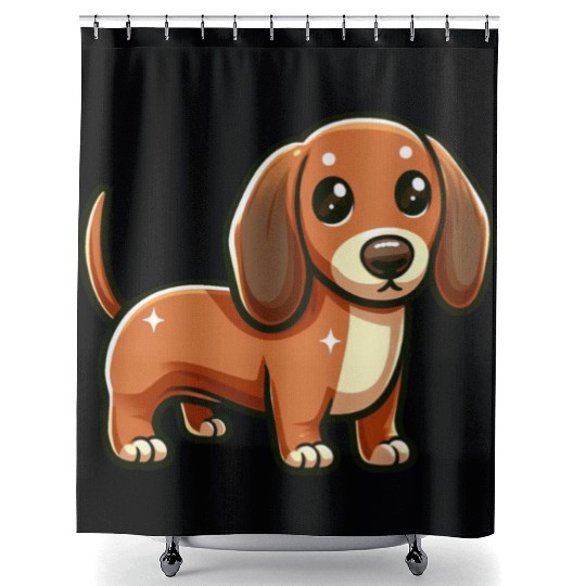 Royal Miniature Dachshund Puppy Odyssey Cartoom Shower Curtains