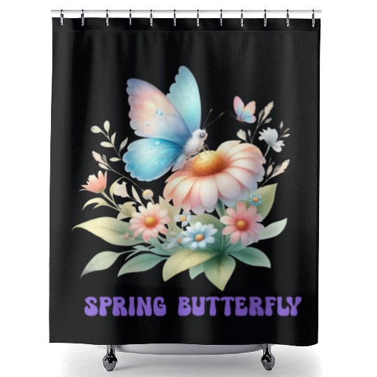 spring butterfly Shower Curtains