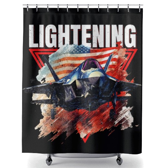 F35 Lightning Fighter Jet Plane Veteran Military Shower Curtains