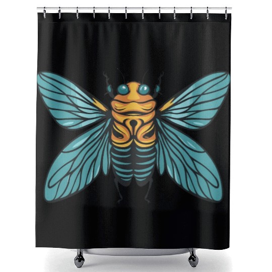 Funny Cicada Retro Vintage Cicada 2024 Invasion Shower Curtains