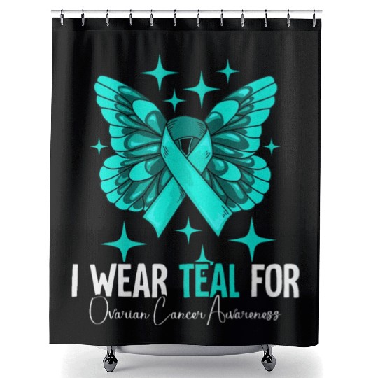 I Wear Teal For Ovarian Cancer Awareness Shower Curtains