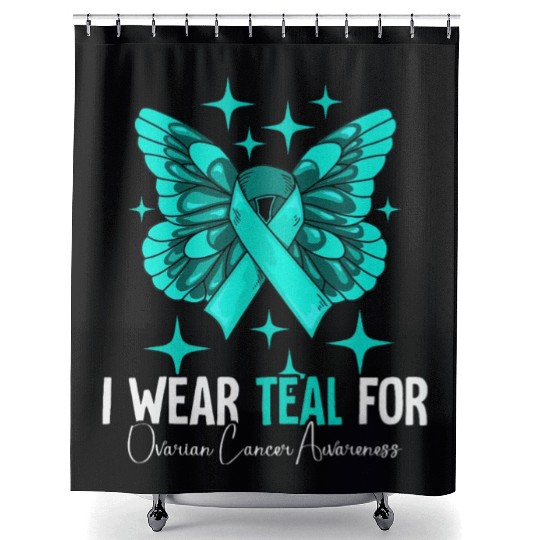 I Wear Teal For Ovarian Cancer Awareness Shower Curtains