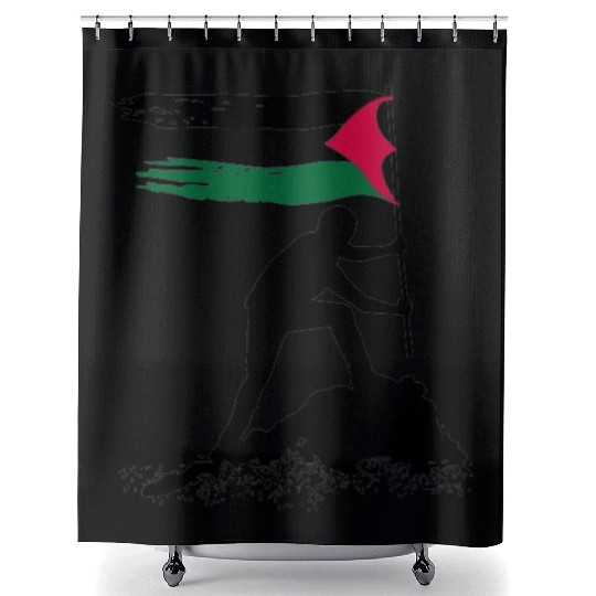free palestine standing flag silhouette Shower Curtains
