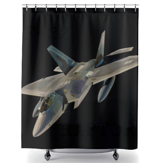 Air Force F-22 Raptor Fighter Jet Military Pilot Shower Curtains