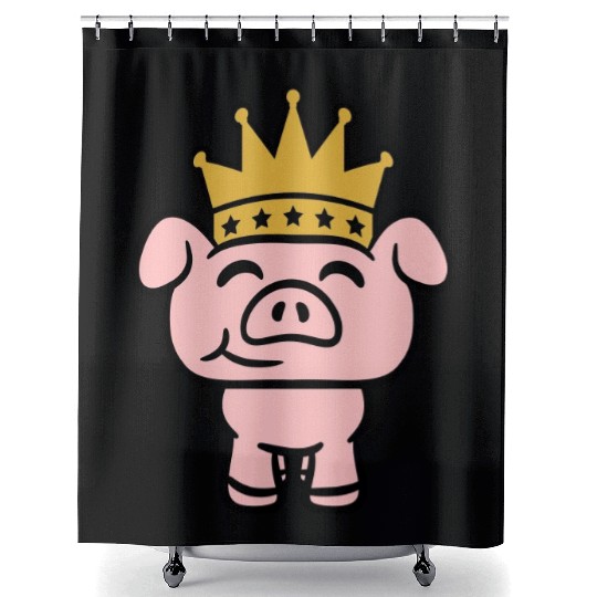 Pig King Queen Crown Prince Princess Piggy Piglet Shower Curtains