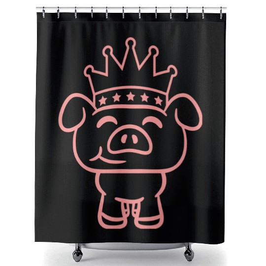 Pig King Queen Crown Prince Princess Piggy Piglet Shower Curtains