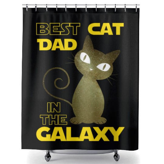 Galaxy Cat Best Cat Dad Shower Curtains