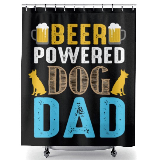 Bear powered dog dad Shower Curtains