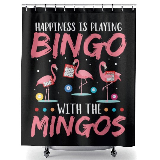 Funny Bingo Player Happiness Flamingo Shower Curtains