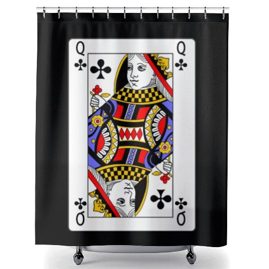 Queen of Clubs Playing Card Shower Curtains