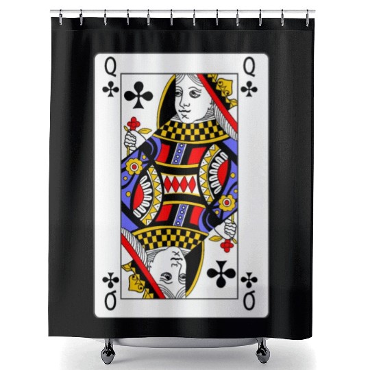 Queen of Clubs Playing Card Shower Curtains