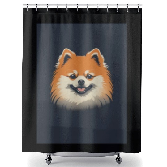 Pomeranian Dog 1 - Japanese Old Vintage Shower Curtains