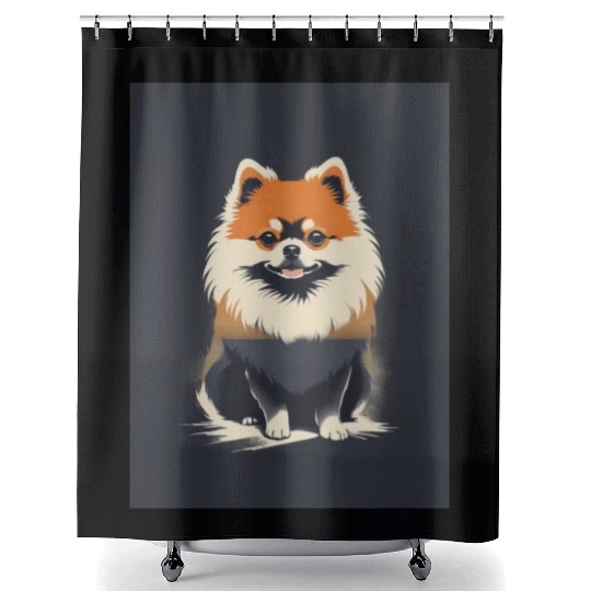 Pomeranian Dog 2 - Japanese Old Vintage Shower Curtains