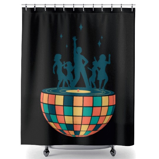 Disco ball - Dancing - Groovy - Clockwork Elements Shower Curtains