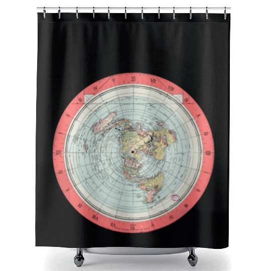 Flat Earth Theory World Map - Funny Conspiracy The Shower Curtains