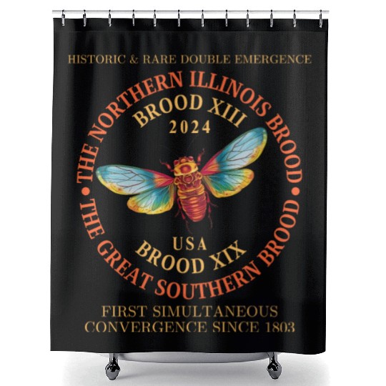 Cicada 2024 Event Brood XIX & XIII Emergence Shower Curtains