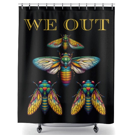 Funny Cicada We Out Cute Cicada Brood Emergence Shower Curtains