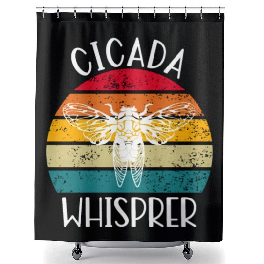 Cicada Whisprer, Retro Sunset Summertime 80's 90's Shower Curtains