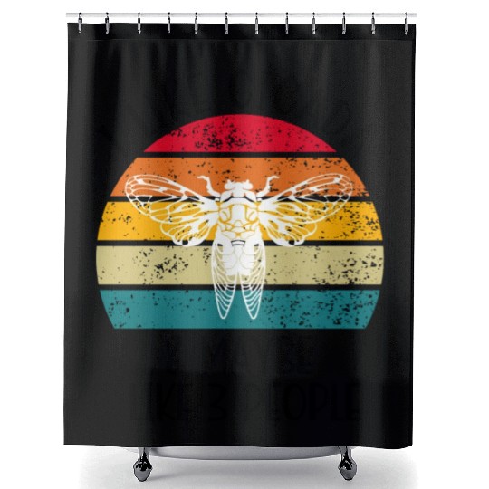 I Like Cicada & Maybe Like 3 People, Retro Sunset Shower Curtains