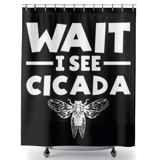 Wait I See Cicada, Funny Colorful Cicada Spring Shower Curtains
