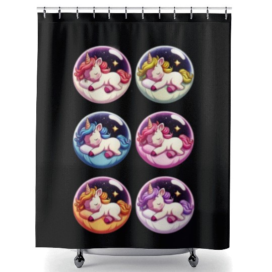 Unicorn sticker set Shower Curtains