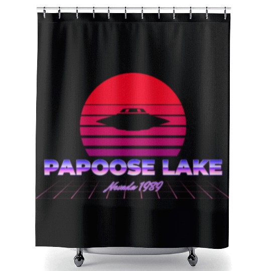 Vaporwave Papoose Lake Nevada Area 51 S4 Shower Curtains