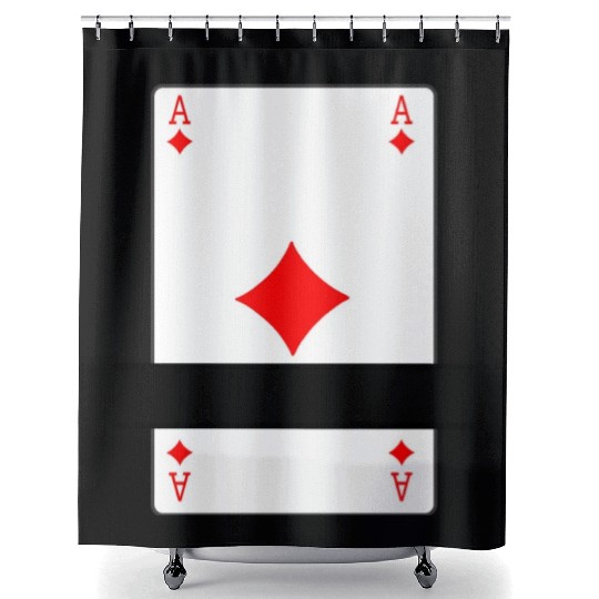 Playing card ace of diamonds with banner space Shower Curtains