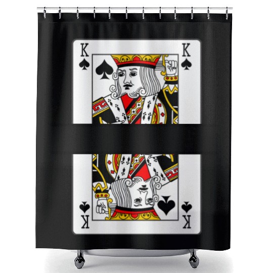 Playing card spades king with banner space Shower Curtains