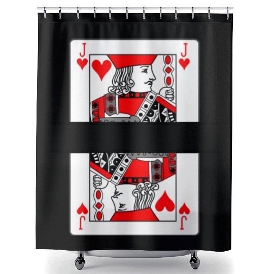 Playing card jack of hearts with banner space Shower Curtains