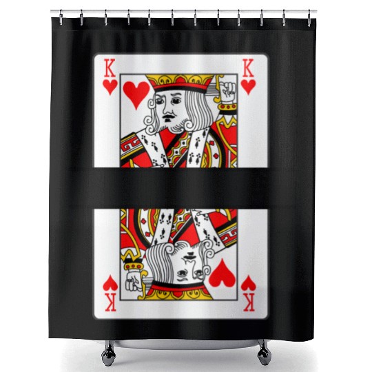 Playing card hearts king with banner space Shower Curtains