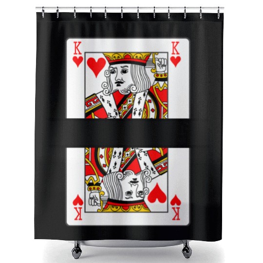 Playing card hearts king with banner space Shower Curtains