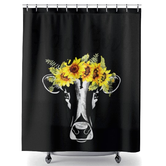 Hay Girl Funny Cow Farm Sunflower Heifer Shower Curtains