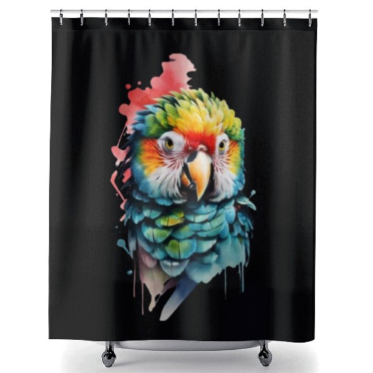 Macaw, Budgie Cockatoo, Parrot Flock Shower Curtains