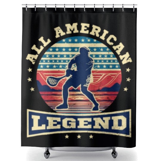 4th Of July Lacrosse All American Legend Shower Curtains