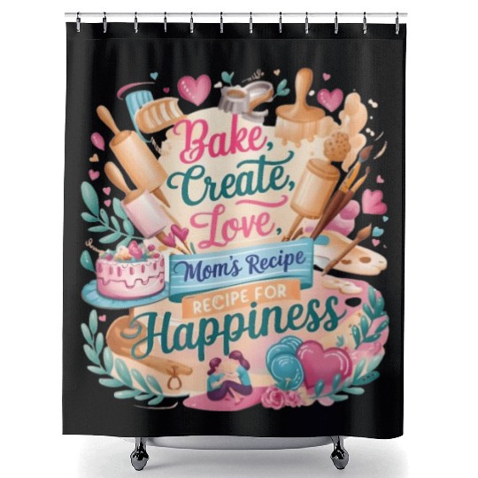 Bake love mom love Shower Curtains