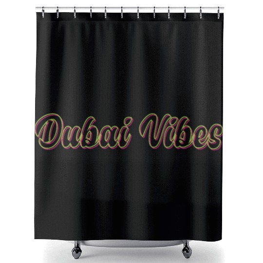 Dubai Calling: Neon Dreams Shower Curtains