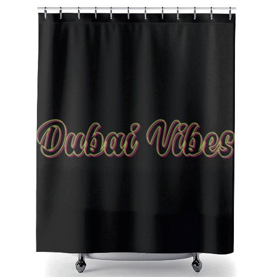 Dubai Calling: Neon Dreams Shower Curtains